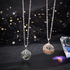 Kit de fabrication de colliers ronds et plats à faire soi-même avec pendentif arbre de vie&nbsp;DIY-BC0004-85