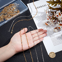 18 шт. 2 цвета 667 нержавеющая сталь цепочка-скрепка ожерелье&nbsp;NJEW-ME0001-08