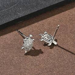 Женские серьги-гвоздики из латуни с микропаве и прозрачным кубическим цирконием&nbsp;EJEW-F403-02P