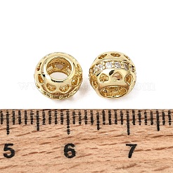 Messing Micro Pave klare Zirkonia europäische Perlen&nbsp;KK-CBA3C32-10G