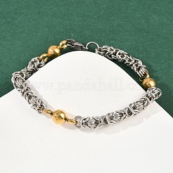 201 браслет-цепочка византийского образца из нержавеющей стали для женщин BJEW-B143-11GP