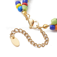 Трехслойные многонитевые браслеты из стеклянного бисера BJEW-JB10390