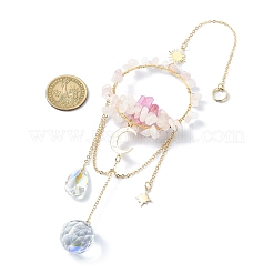 Quartz rose naturel et cristal de quartz naturel teint avec décorations pendantes en verre&nbsp;HJEW-TA00123-03