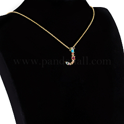 Colliers avec pendentifs initiaux en laiton doré&nbsp;NJEW-S069-JN002-J
