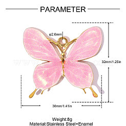 Ciondoli in acciaio inossidabile 304 con smalto rosa&nbsp;SA-OY001-27G-01