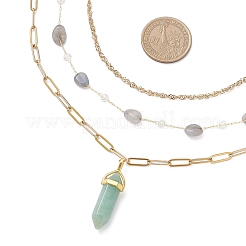 Подвеска-пуля из натурального зеленого авантюрина с двумя концами&nbsp;NJEW-JN05477-02