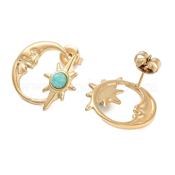 Серьги-гвоздики в форме луны из нержавеющей стали 304 EJEW-I314-01B