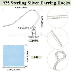 10 пара 925 крючка для сережек из стерлингового серебра STER-BBC0006-86