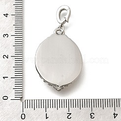 Латунные овальные подвески с черной эмалью и блестками KK-K398-15P