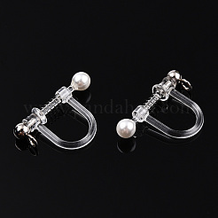 Convertisseur de boucle d'oreille clip en résine avec passants & perle imitation plastique abs&nbsp;STAS-T064-01P