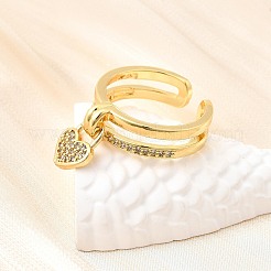 Манжеты из латуни с микро паве кубический цирконий для женщин&nbsp;RJEW-F184-14G