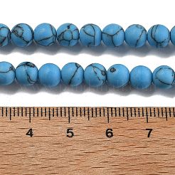 Синтетических нитей бирюзовые бусы G-P387-01-6mm-01