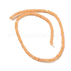 染め天然淡水シェルビーズ連売り  ロンデル  砂茶色  1~4.5x4~4.5x2~4.5mm  穴：0.5mm  約159個/連  15.12''（38.4センチメートル）&nbsp;BSHE-G039-07A