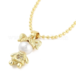 Ожерелья с подвесками из латуни с прозрачным кубическим цирконием NJEW-Z035-01B-G