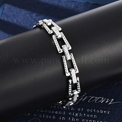 Браслеты из нержавеющей стали 304 с трапециевидными звеньями для женщин и мужчин BJEW-F488-46P