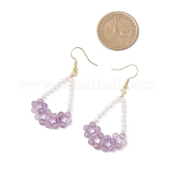 Серьги-подвески в форме арки с натуральным сердоликом EJEW-TA00742