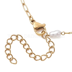 Armbandherstellung aus handgefertigten Gliederketten aus chirurgischem Edelstahl 316 mit Büroklammerkette und Imitationsperlen aus Kunststoff&nbsp;AJEW-JB01588