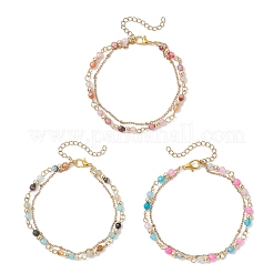 3 шт. браслеты из натуральных круглых бусин агата BJEW-JB12468