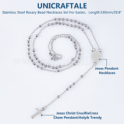 2 шт. набор из 304 нержавеющей стали с бусинами-четками на Пасху&nbsp;NJEW-UN0001-43