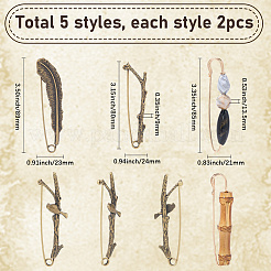 10 шт. 5 стиля броши из сплава в тибетском стиле&nbsp;JEWB-SC0001-57