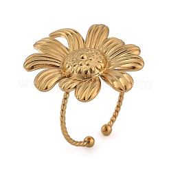 Кольцо-манжета из нержавеющей стали 304 с цветком для женщин&nbsp;LS-RJEW-M049-04G