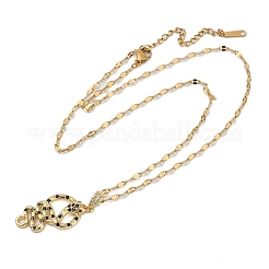 Латунные ожерелья с подвеской в виде змеи из черного кубического циркония с микропаве&nbsp;NJEW-K280-08G