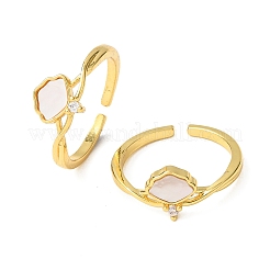 Manschettenringe aus Messing mit Mikropavé-Zirkonia für Damen&nbsp;RJEW-K309-39A-G