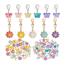 36 шт. 6-цветная прозрачная стеклянная подвеска-бабочка&nbsp;HJEW-PH02252