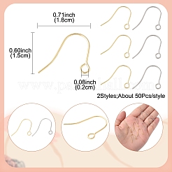 100 шт. 2-х цветные крючки для сережек из нержавеющей стали 304&nbsp;STAS-FS0001-74