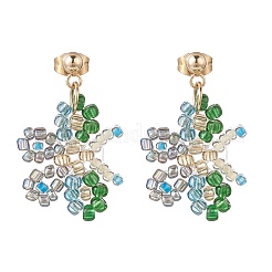 Серьга-гвоздик с подвеской в виде бабочки из стеклянных бусин&nbsp;EJEW-JE05135