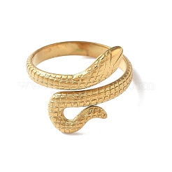 女性用304ステンレススチールオープンカフリング  ヘビ  18KGP本金メッキ  12mm  内径：17mm&nbsp;RJEW-M020-01G-01