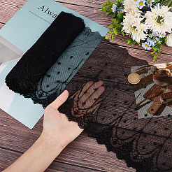 Tissu de tulle en maille de polyester à motif de fleurs&nbsp;DIY-WH0308-323A
