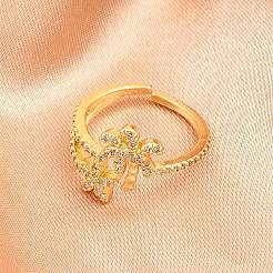 Манжеты из латуни с микро паве кубический цирконий для женщин&nbsp;RJEW-Z113-42G