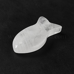 天然石クオーツクリスタルペンダント  ロッククリスタルペンダント  魚のチャーム  39x20x7~7.5mm  穴：2.3mm&nbsp;X-G-G932-B20