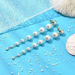 Серьги-гвоздики с кисточками из ракушечного жемчуга для женщин EJEW-JE06195-01