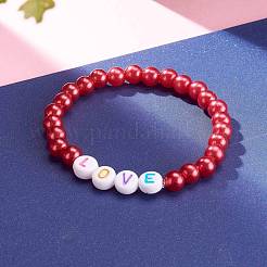 Bracelets ronds en perles extensibles en acrylique imitation perle pour enfants&nbsp;BJEW-JB05943