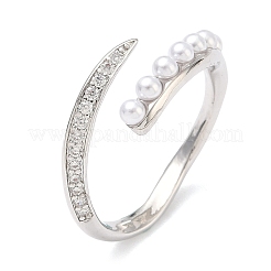 Открытые кольца манжеты из латуни с микропаве и кубическим цирконием&nbsp;RJEW-C158-01P