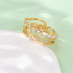 Латунные микро проложить манжеты кольца кубического циркония&nbsp;RJEW-C141-04G