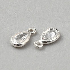 925 ciondolo a forma di goccia in argento sterling con zirconi cubici trasparenti&nbsp;LS-STER-WH0007-12S