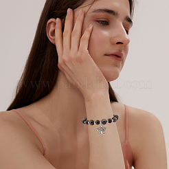 128 шт. 3-х размеров натуральные серебряные обсидиановые бусины&nbsp;G-CA0001-36