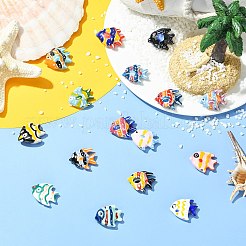 16個 16種類の手作り磁器ビーズ  魚  ファミーユは磁器バラ  ミックスカラー  17~22x16.5~22x6.5~7.5mm  穴：1.8~2.5mm  1個/スタイル&nbsp;PORC-CJ0001-46