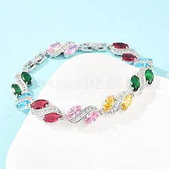 Теннисные браслеты из платиновой латуни с микропаве из кубических цирконий&nbsp;BJEW-B160-12P