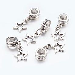合金ヨーロッパダングルチャーム  スター  アンティークシルバー  23mm  穴：5mm&nbsp;X-PALLOY-JF00001-22