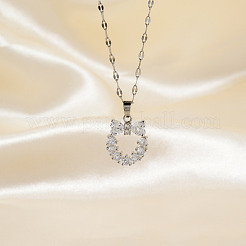 Милые полые ожерелья для женщин из латуни с кристаллами и стразами в виде кошек&nbsp;QM8881