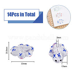 14 шт. 7-х цветные прозрачные акриловые бусины&nbsp;ACRC-DC0001-01