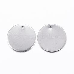 変色防止 201 ステンレススチール 刻印入り ブランクタグペンダント  フラットラウンド  ステンレス鋼色  15x1mm  穴：1mm&nbsp;STAS-H376-20