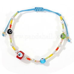 Летние браслеты из искусственного жемчуга круглые и стеклянные плетеные бусины от сглаза WZ1840