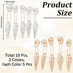2 комплект 2 цветов готический конус железный полый протектор для пальцев на Хэллоуин BJEW-CN0001-16B