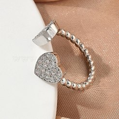 Messing Micro Pave Zirkonia Manschette offene Ringe&nbsp;RJEW-C163-03B-P