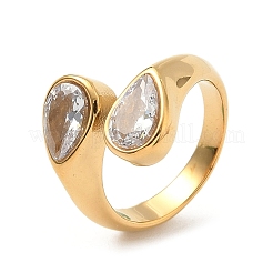 Кольца-манжеты из нержавеющей стали 304 с прозрачным кубическим цирконием для женщин&nbsp;RJEW-G359-01G